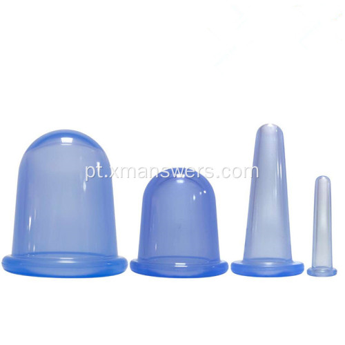 Conjunto de copos de silicone a vácuo para terapia de ventosa